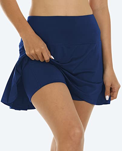 acheter AjezMax Jupe Tennis Femme avec Short Intérieur Taille Haute Plissé Sport Golf Jupe Athlétiques Mini Jupe de Course avec Poche Stretch XyTIt9NVz tout pour vous