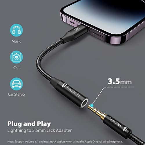 grand choix Syncwire Adaptateur Lightning vers Jack 3,5 mm - [Certifié Apple MFi] iPhone Jack Adaptateur Compatible avec Casques, Écouteurs et iPhone - Noir zuh37G0R2 frais