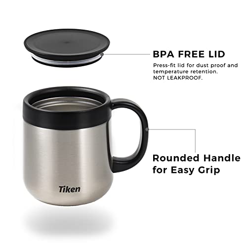 bien vendre Tiken Tasse à café isotherme de 325 ml avec couvercle, tasse à café thermique en acier inoxydable, gobelet de voyage avec poignée (SS) hdnvTQs23 en vente