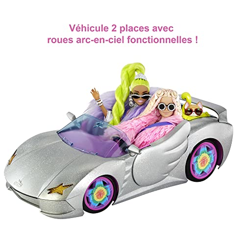 Promotions Barbie Extra Cabriolet argenté, Voiture pour poupée, 2 Places, Intérieur Rose, avec Corgi et Piscine pour Chien, et Accessoires, Jouet pour Enfant, HDJ47 Hd7rLTr2q Outlet Shop 