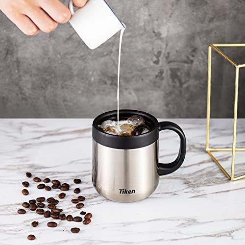 bien vendre Tiken Tasse à café isotherme de 325 ml avec couvercle, tasse à café thermique en acier inoxydable, gobelet de voyage avec poignée (SS) hdnvTQs23 en vente