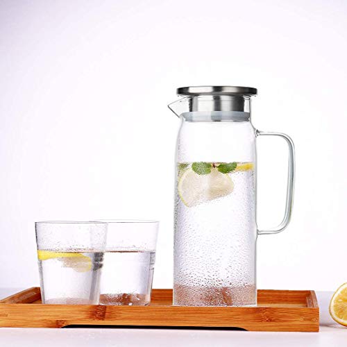 bien vendre Webao Carafe en verre avec couvercle en acier inoxydable pour boissons faites maison lait vin 1000 ml HON61eW9f juste de l´acheter