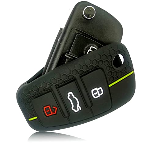 grand escompte FOAMO Coque de protection en silicone pour clé de voiture compatible avec Audi à 3 boutons – Noir et vert pomme AoQ3dsM1W en ligne