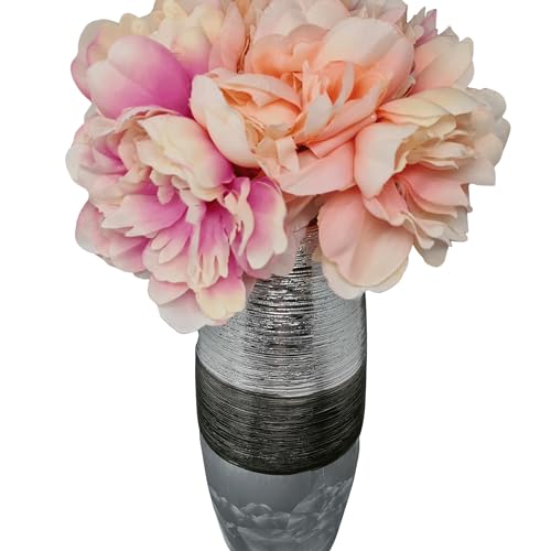 luxe  Lifestyle & More Vase de décoration Moderne Vase de Fleurs Vase de Table en céramique Argent/Anthracite Hauteur 30 cm Ba40oBArE Prix ​​bas