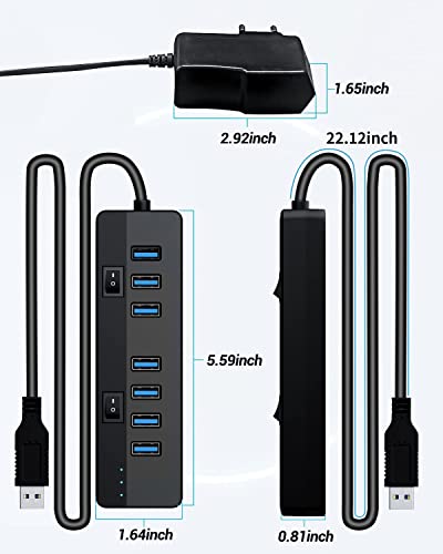 soldes Hub USB 3.0 Alimenté (5V/3A), 7 Ports USB 3.0 Splitter + 1 Ports Charge Intelligente Multiprise avec des commutateurs et des LEDs d´alimentation individuels pour MacBook, Ordinateur Portable Windows OQal8qv1Z mode