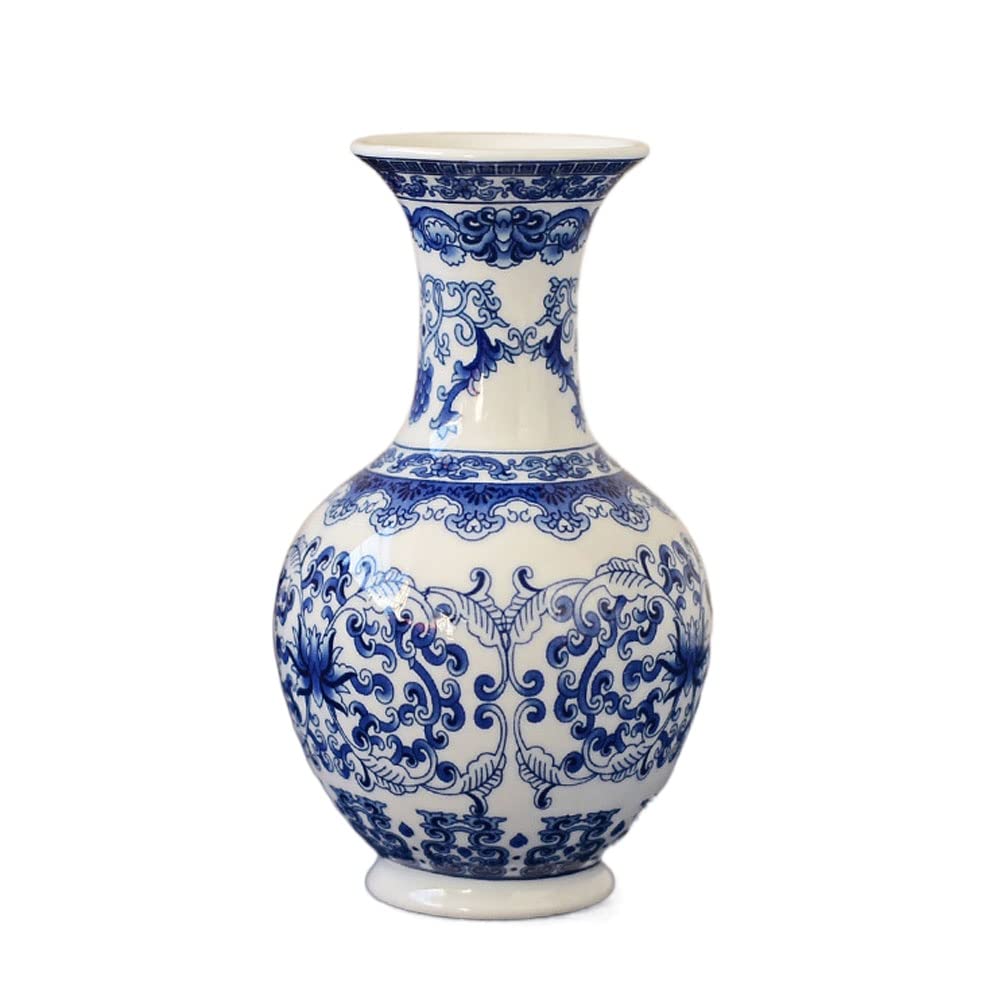 stylé  YQBUER Chinoiserie Antique Bleu et Blanc Vase en