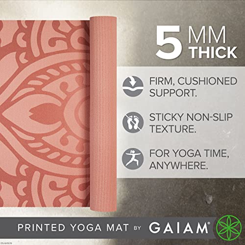 chic  Gaiam Tapis de yoga – Tapis d´exercice et de fitness antidérapant de qualité supérieure à imprimé de 5 mm d´épaisseur pour tous les types de yoga, pilates et entraînements au sol (172,7 x 61 x 5 mm) lWgb0vc8k grand