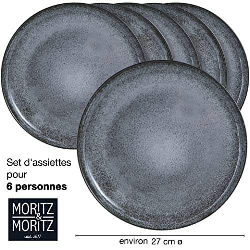 soldes Moritz & Moritz VIDA Lot de 6 assiettes à dîner Anthracite – Assiettes pour 6 personnes – Porcelaine passe au lave-vaisselle et au micro-ondes yo0kxgoFg frais