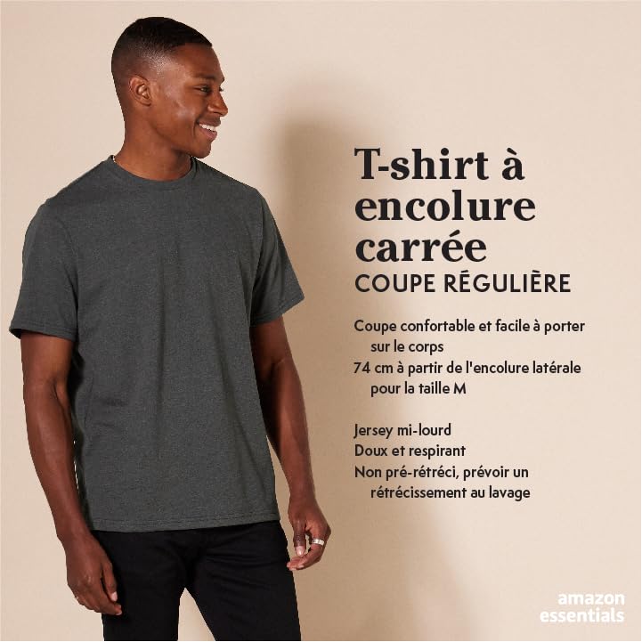 bien vendre T- Shirt Ras-du-Cou à Manches Courtes, Coupe Standard Homme, Lot de 2 UR1B9L0wt Boutique