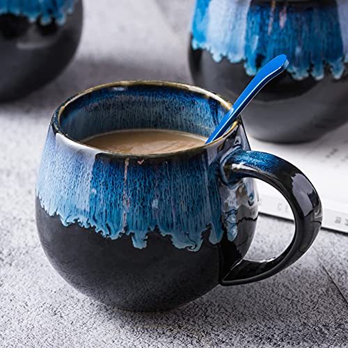 vente chaude UNICASA Tasses à café en porcelaine, Set de 4 tasses avec anse de 530 ml chacune, Tasses en porcelaine pour thé café lait cappuccino, Bleu vPEVRgZjv bien vendre