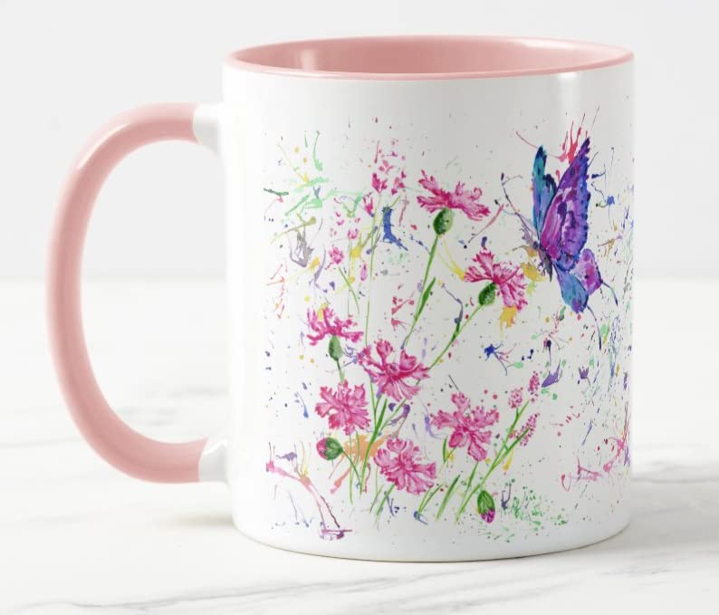 Abordable Tasse colorée à l´aquarelle avec fleurs 