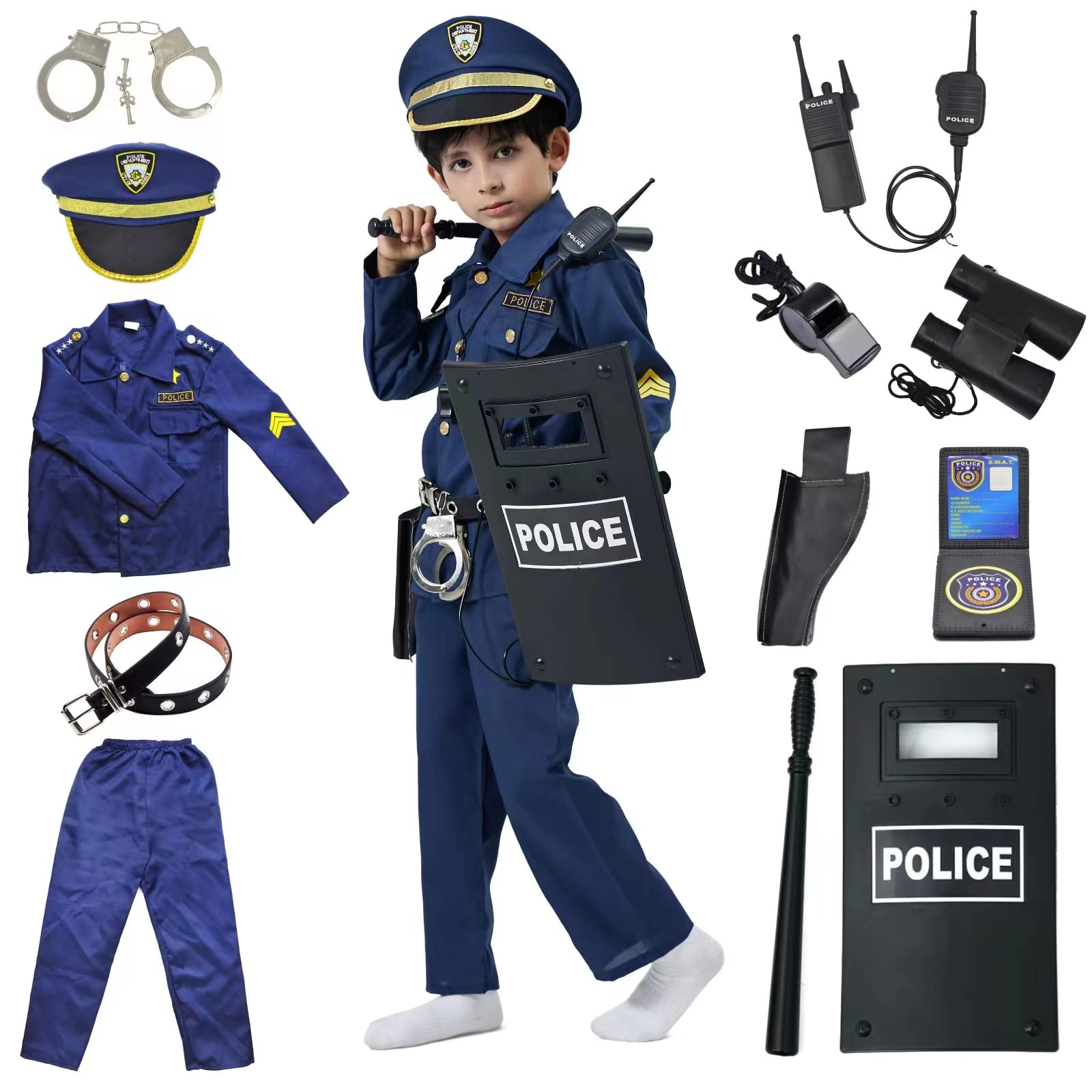 en ligne ZUCOS Déguisement Costume de Policier de Luxe Kit de Jeu de Pôle pour Enfants Halloween Carnaval Anniversaire Cadeaux de Noël UkdIbg7lq vente chaude