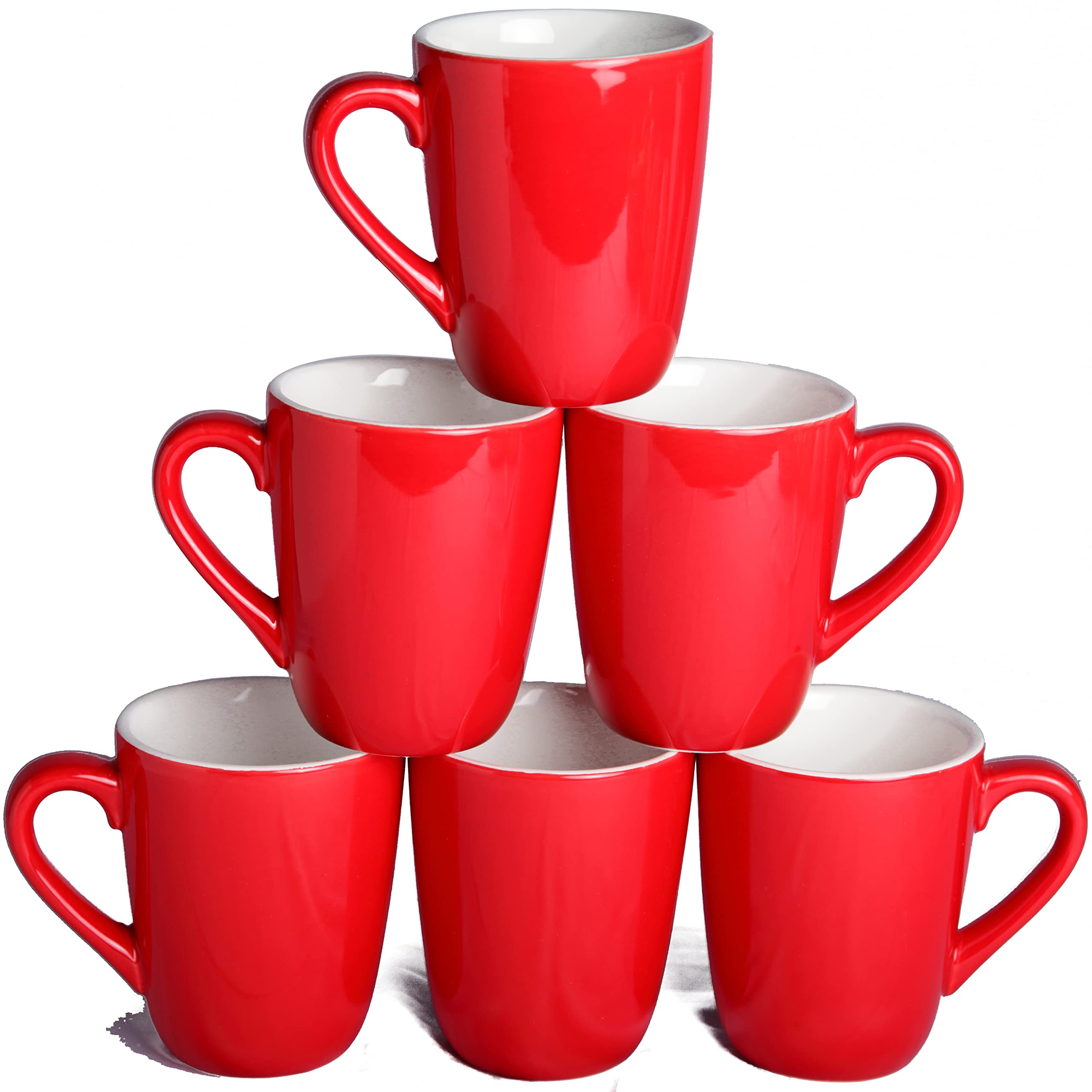 vogue  superyes Lot de 6 grandes tasses à café en céramique de 500 ml en forme de tulipe pour cappuccino latte, poignée facile à saisir, rouge émaillé bwMVtIW2i véritable contre