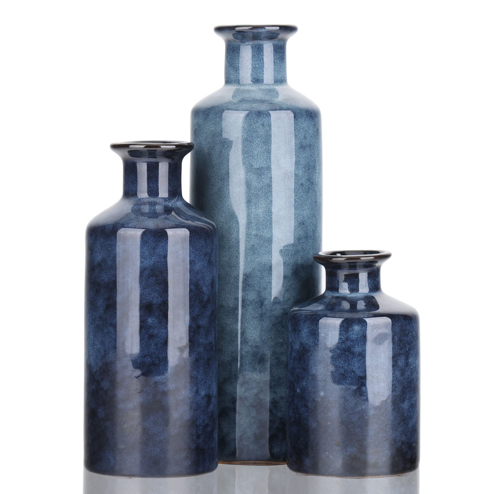 Parfait Ensemble de vases en céramique Bleue - 3 Petits