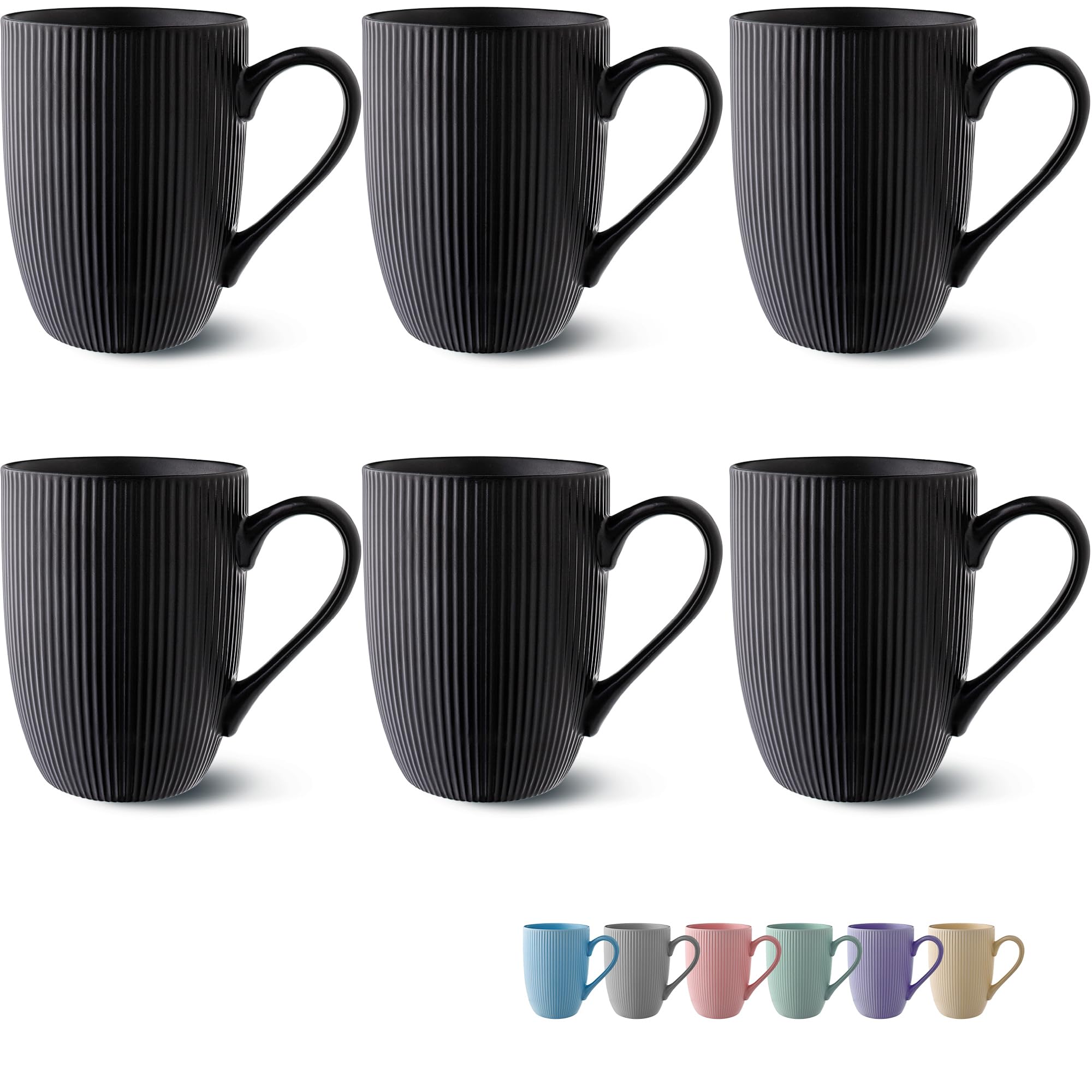 bon prix Tasse à Café - Lot 6 Tasses à Café Noir - Modèle Unique - Céramique Mate - Résistant Micro-Ondes & Lave-vaisselle - Poignée Confortable Wn62qlWOx à vendre