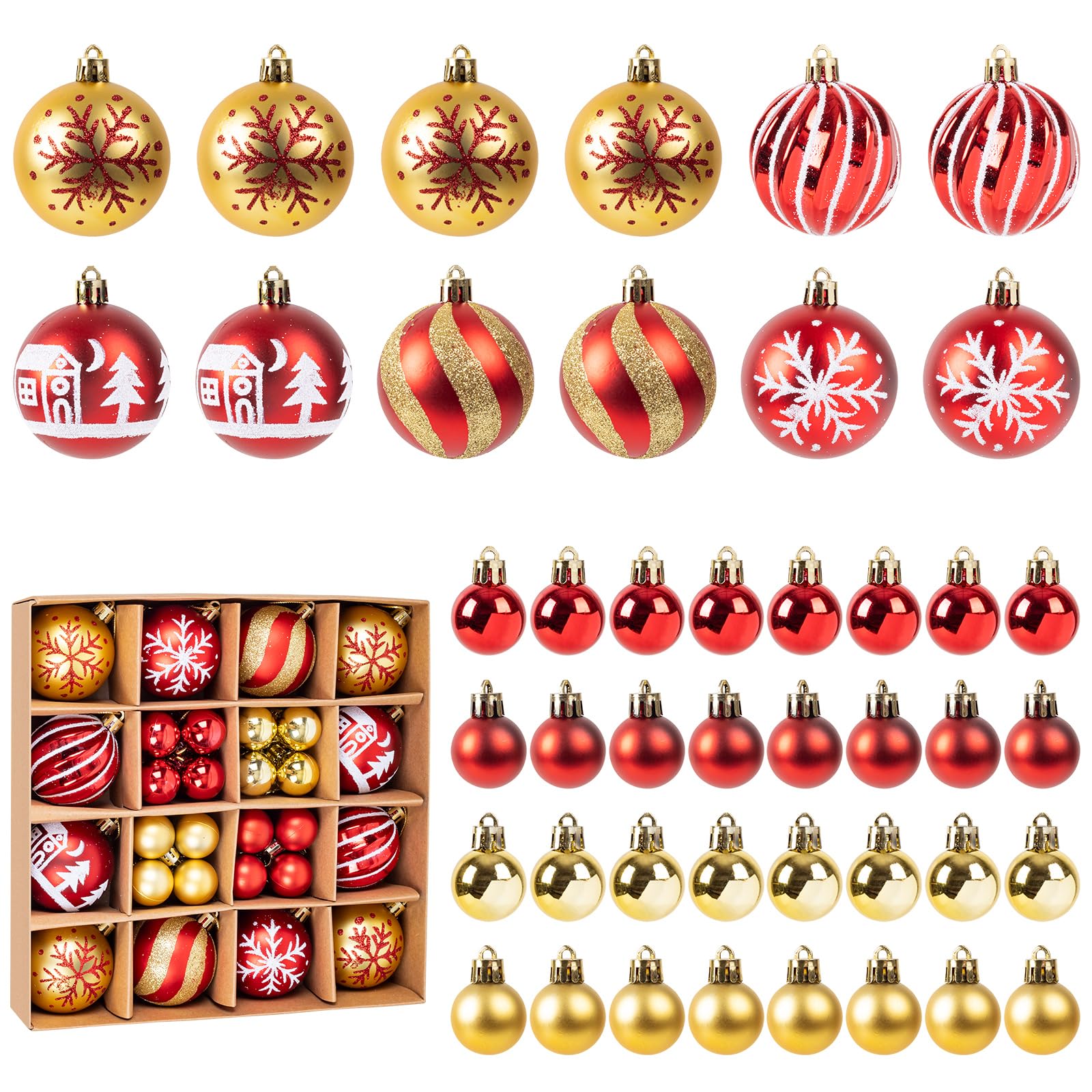 en ligne Ayuanb Boules de Noël Rouges et Or Lot de 44 Mini Boules décoratives de Noël 3 cm 6 cm Boules en Plastique Décorations de Noël 8iyotyFpK Outlet Shop 